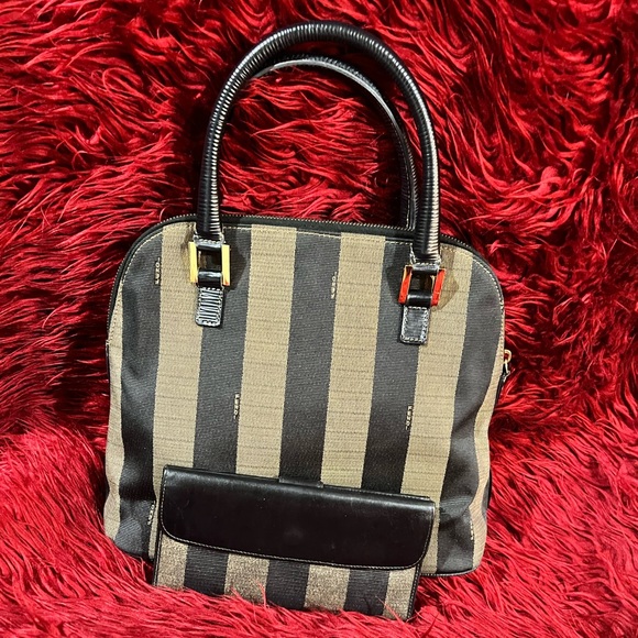 ♦️💯 Authentic Vintage FENDI Penguin Stripe Dome Satchel Bag♦️ - Picture 4 of 15